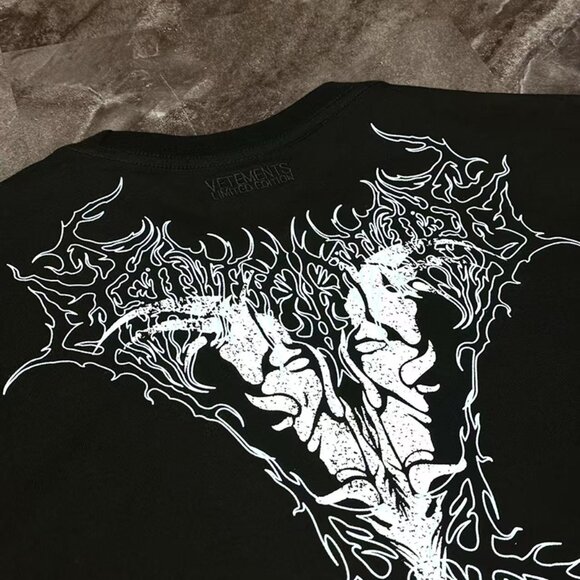 Black Printed Short-Sleeve T-Shirt By Vetements - Picture 7 of 8